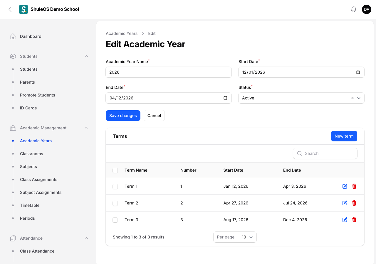 Terms on the year's edit page
