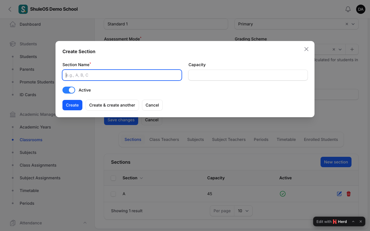 The new section form