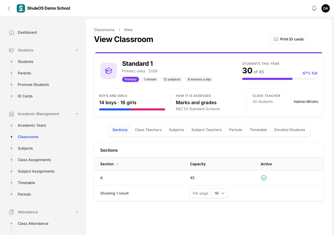 A class page