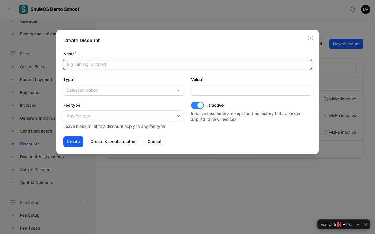 The new discount form