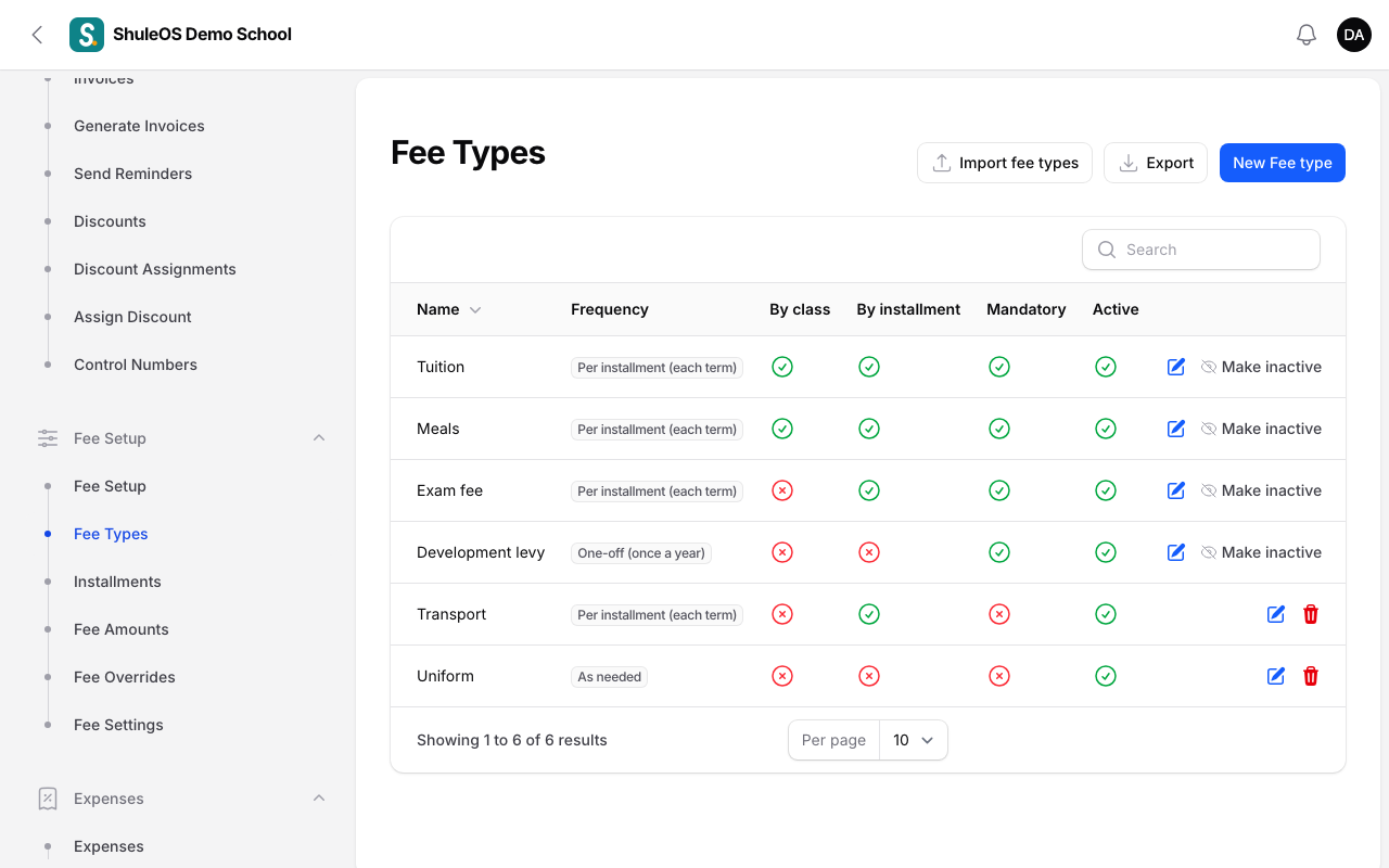 Fee Types