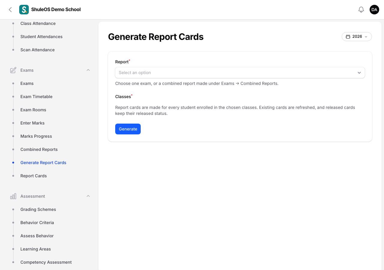 Generate Report Cards