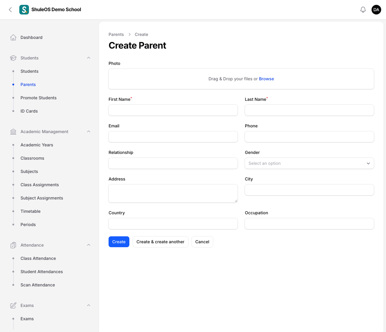 The new parent form