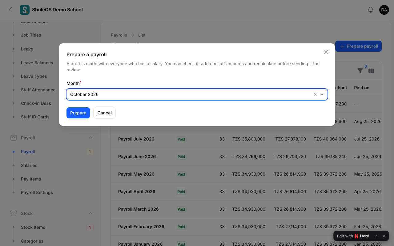 Preparing a payroll