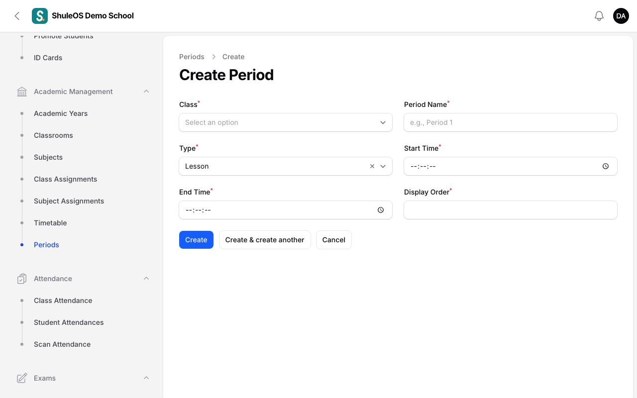 The new period form