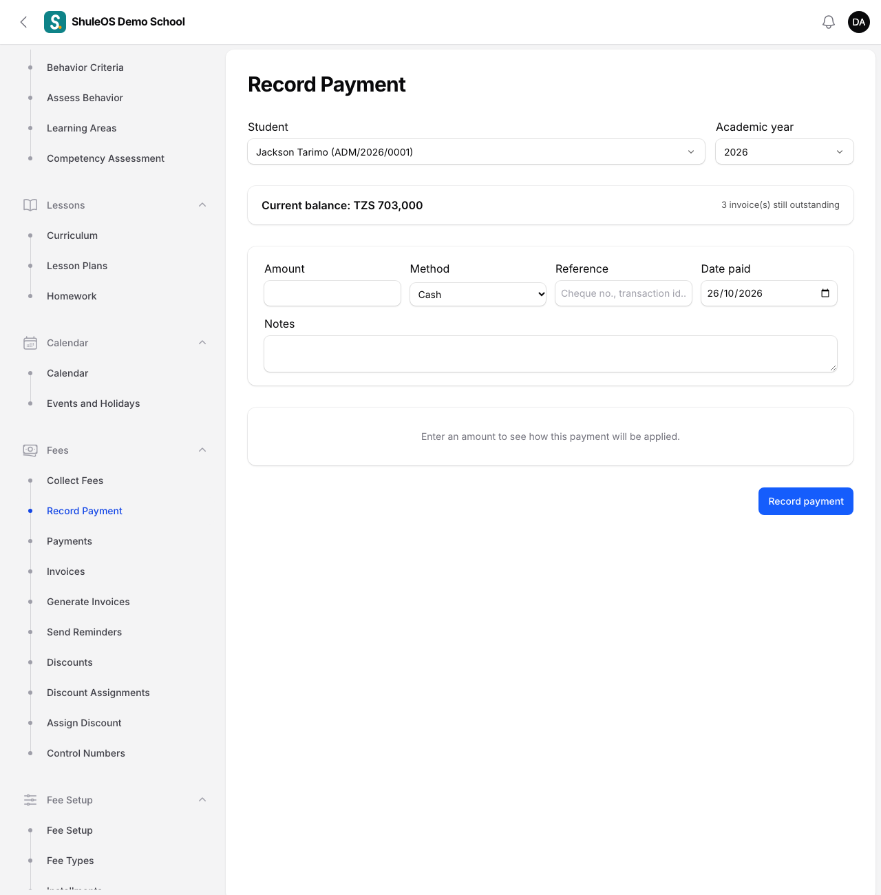 Record Payment