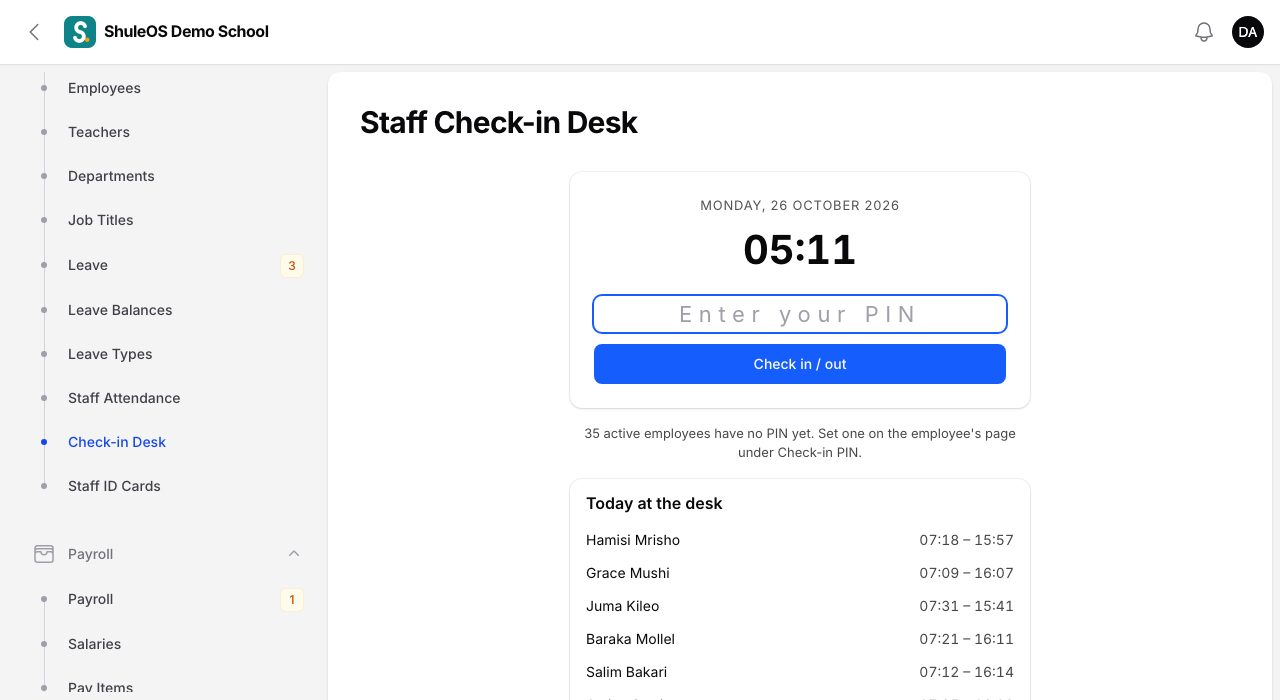 The check-in desk