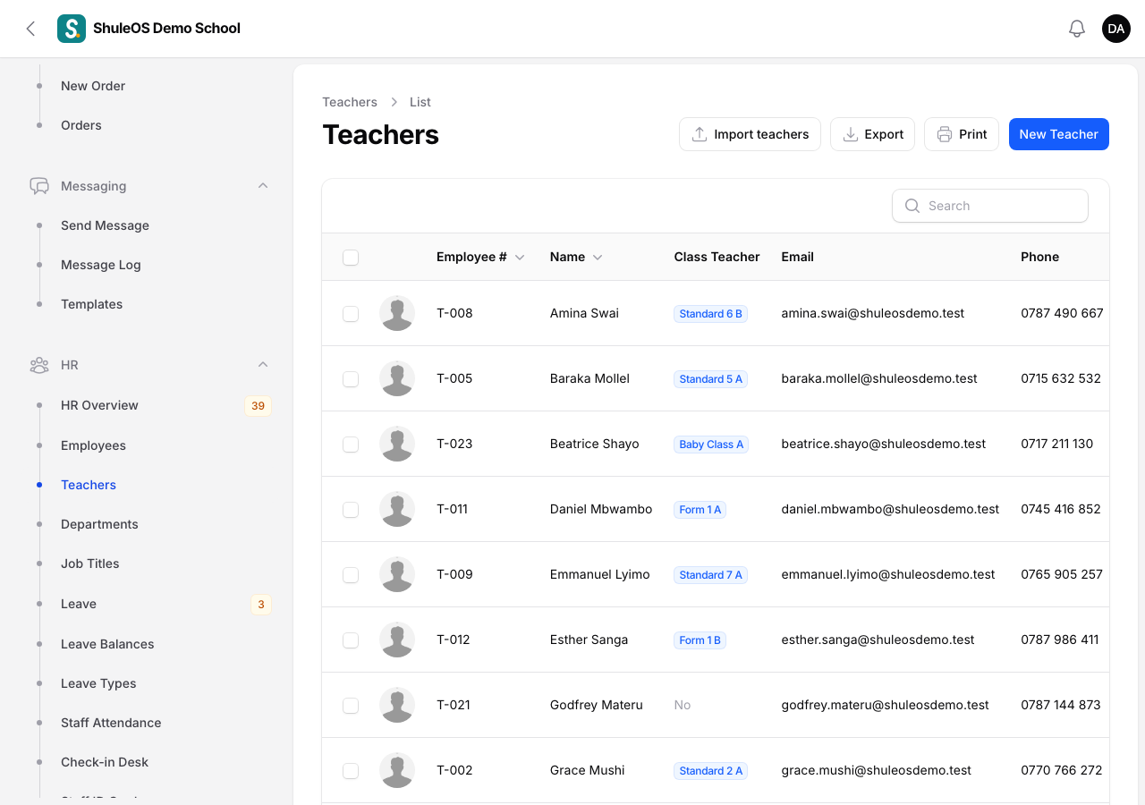 The Teachers list